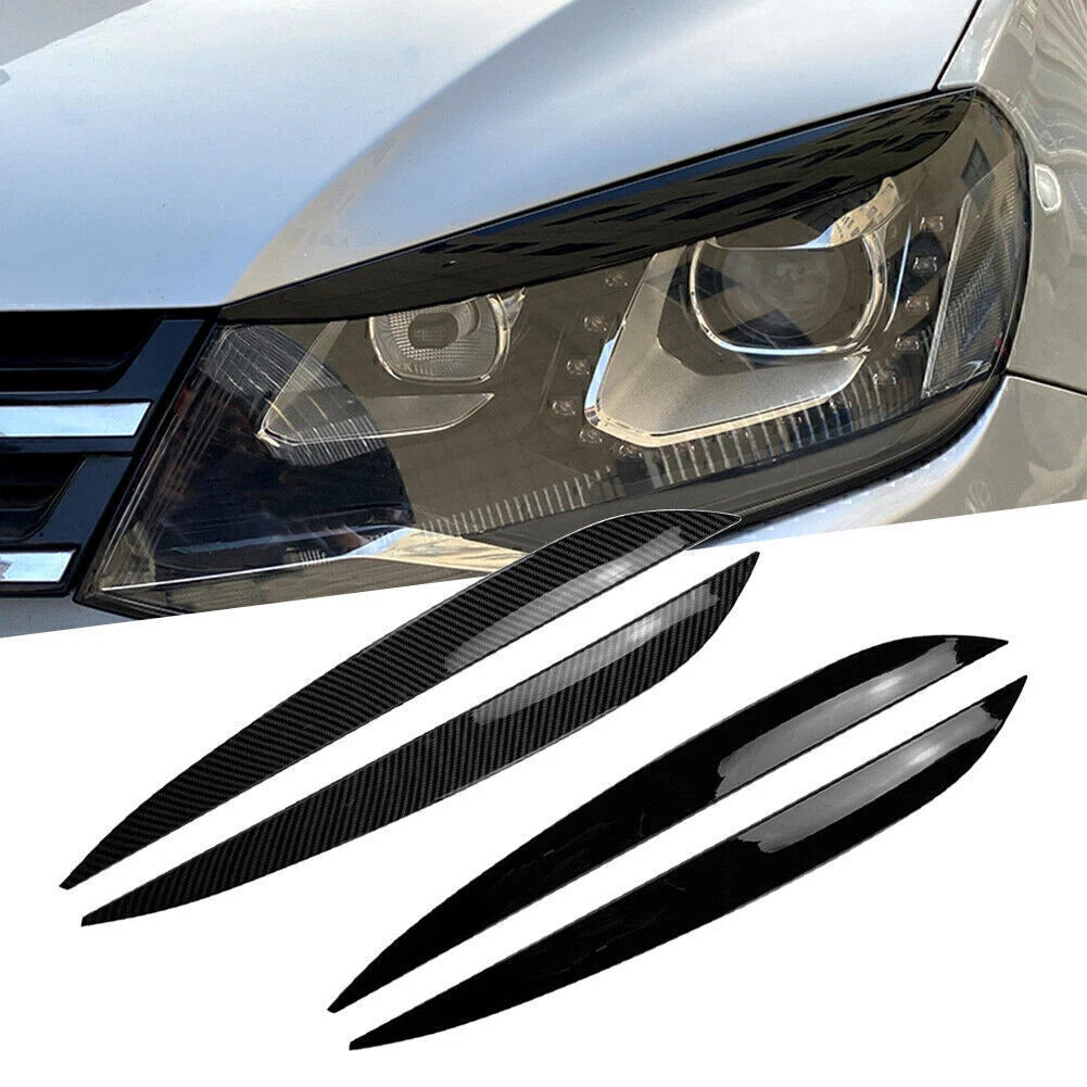 Glossy Black Headlight Eyelid Trim Cover for VW Touareg (2010–2018)