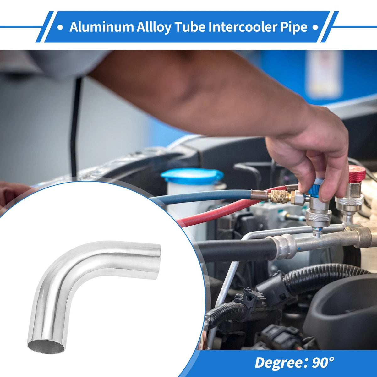 90 Degree Bend Intercooler Pipe 51mm/2"OD 6061 Aluminum Alloy 150mm