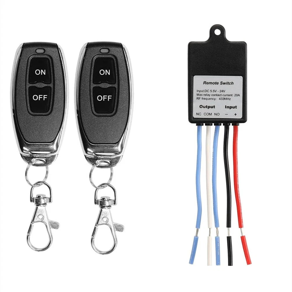 Mini Wireless Remote Control Switch DC 6V 12V 24V 1 Channel RF Relay (2 Remote)