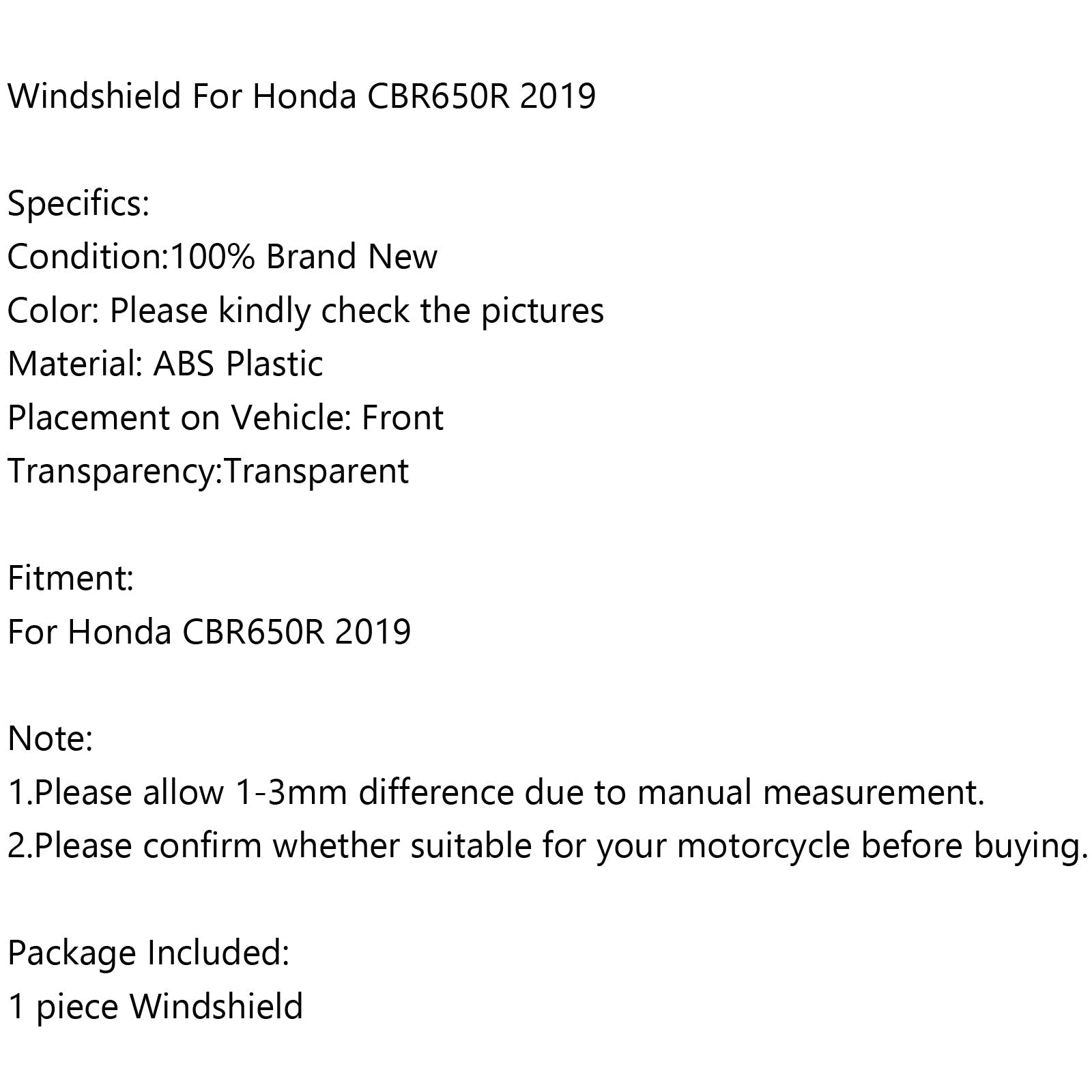 Windshield Windscreen For Honda CBR650R CBR 650 R 2019-2023