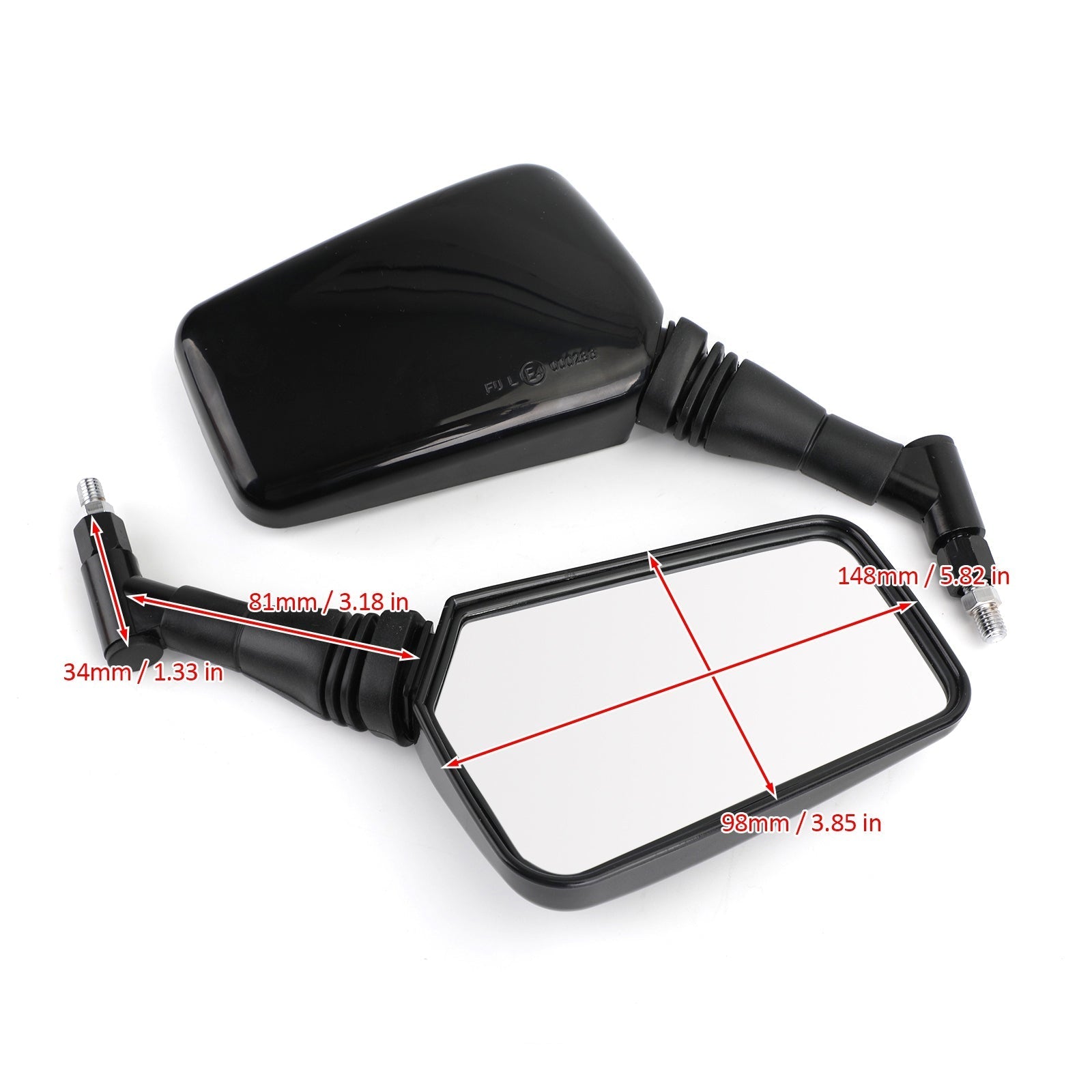 PAIR MIRRORS NEW Black Left Right Mirror 8MM 10MM For Motorcycle Motorbike