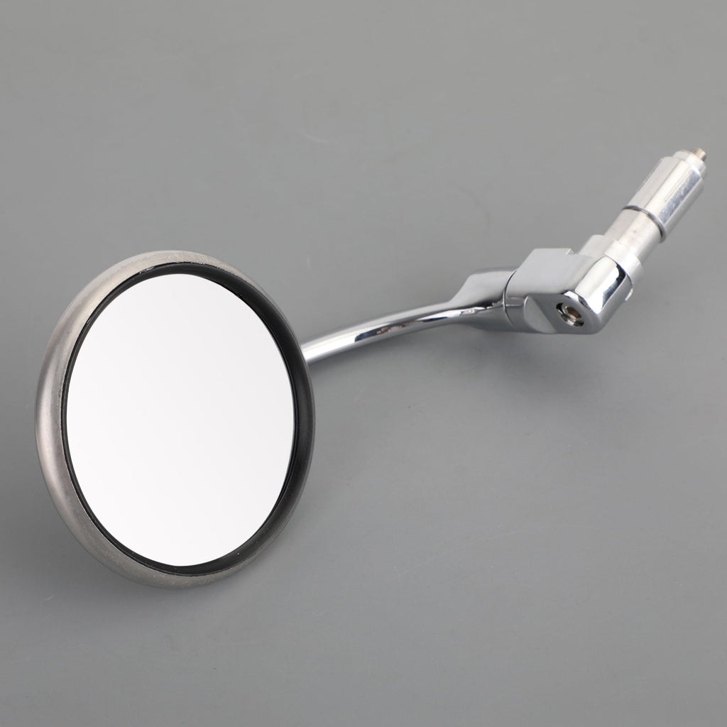 Chrome Handlebar End Mirrors For Motorcycle Cafe Racer Old School Clubman 22mm