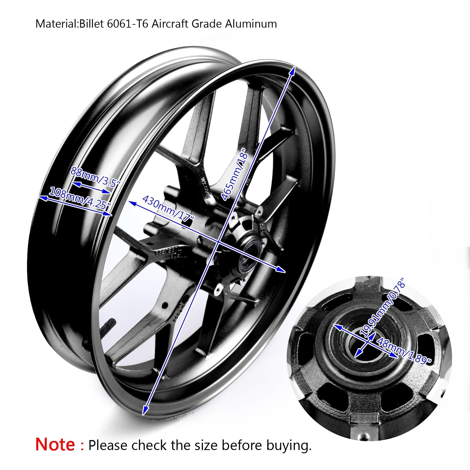 Front Wheel Rim 17"x 3.5" Black For Honda CBR 600 RR CBR600RR 2013-2017