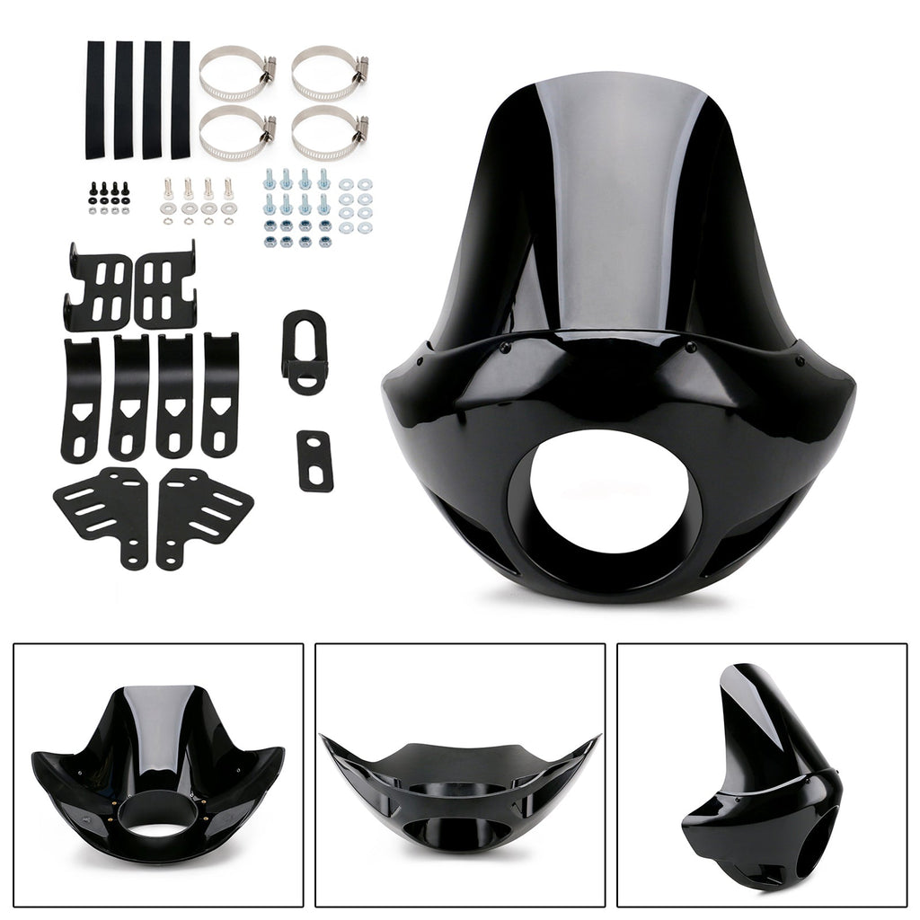 35mm-49mm Forks Most 5.75" Headlights Dyna Windshield Headlight Fairing