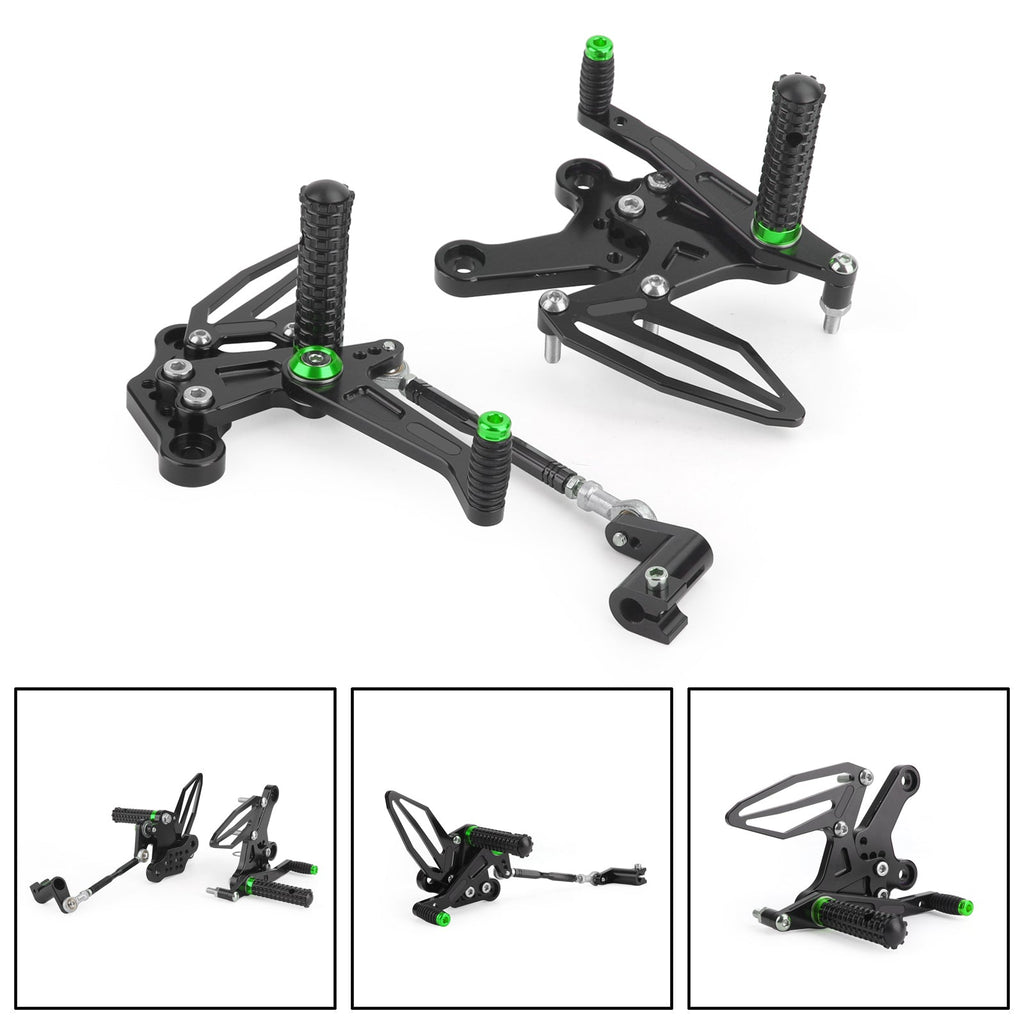 CNC Alu Rearsets Footpegs Green Fit for Kawasaki Ninja EX 250 / 400 2018-2020