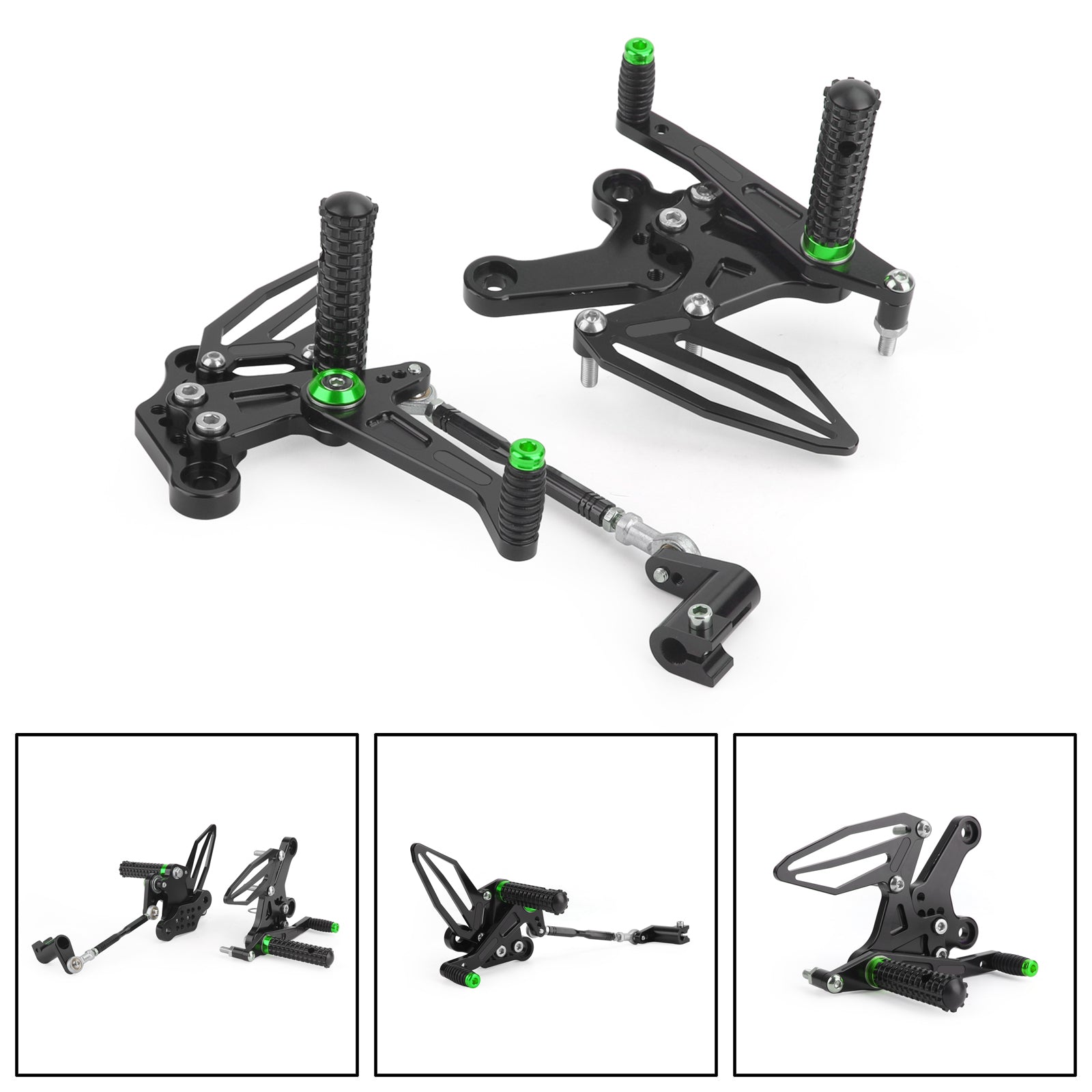CNC Alu Rearsets Footpegs Green Fit for Kawasaki Ninja EX 250 / 400 2018-2020