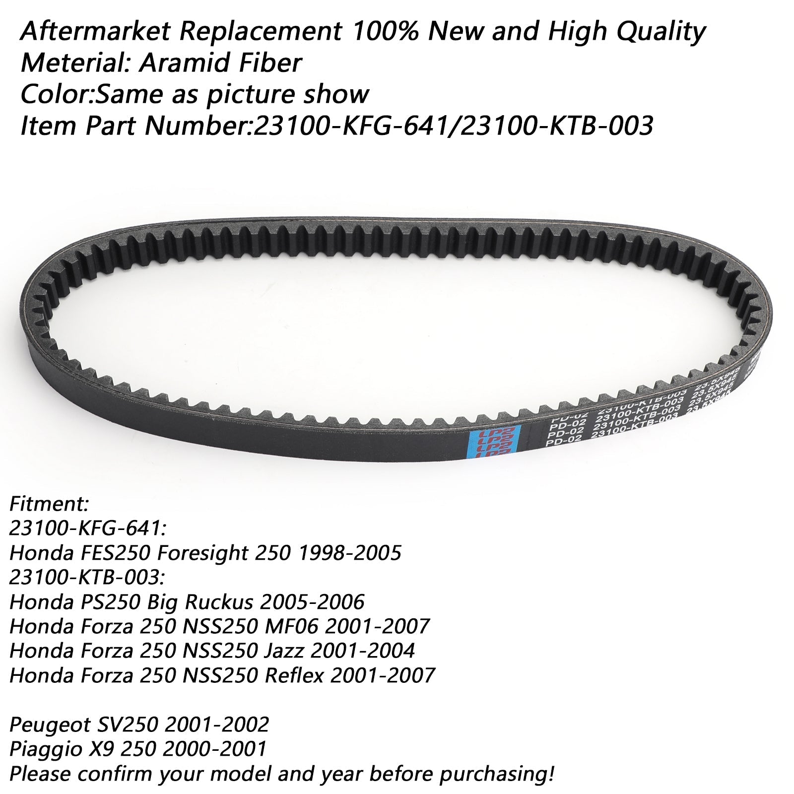 Premium Drive Belt For Honda FES250 Foresight 250 98-05 Forza 250 NSS250