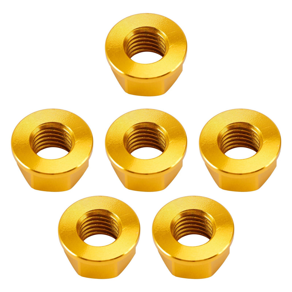 6 Pack Aluminum Rear Sprocket Flange Nuts M10X1.5mm Gold For Motorcycle Bike
