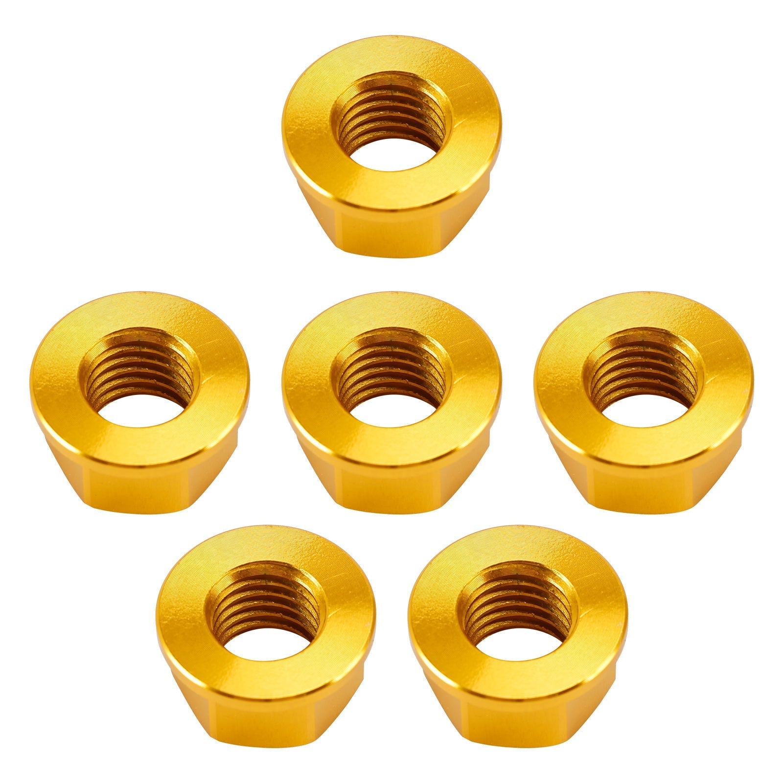 6 Pack Aluminum Rear Sprocket Flange Nuts M10X1.5mm Gold For Motorcycle Bike