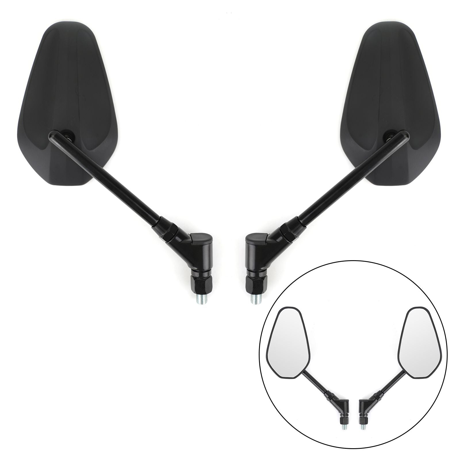 New Black Left & Right Motorcycle Cruiser Chopper Rearview Side Mirrors M10 10Mm