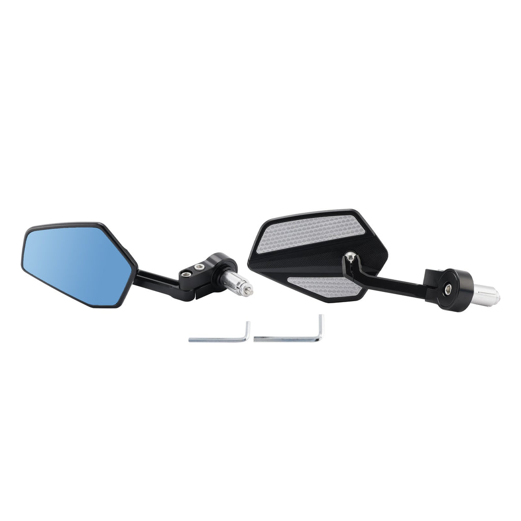 CNC Aluminium Black Bar End Mirror Set 7/8" Universal Fit Rearview Mirrors
