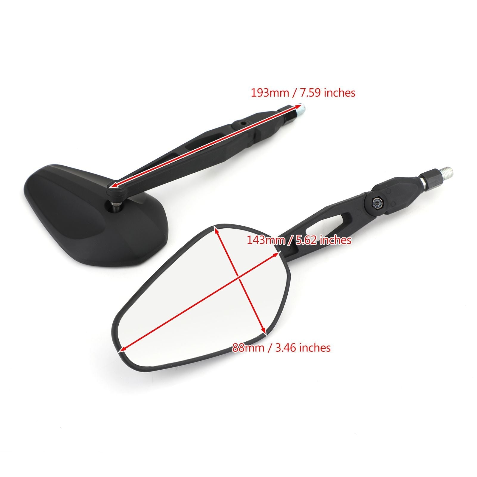 New Nylon M10 10Mm Rearview Side Mirrors Pair For Motorcycle Motorbike Custom