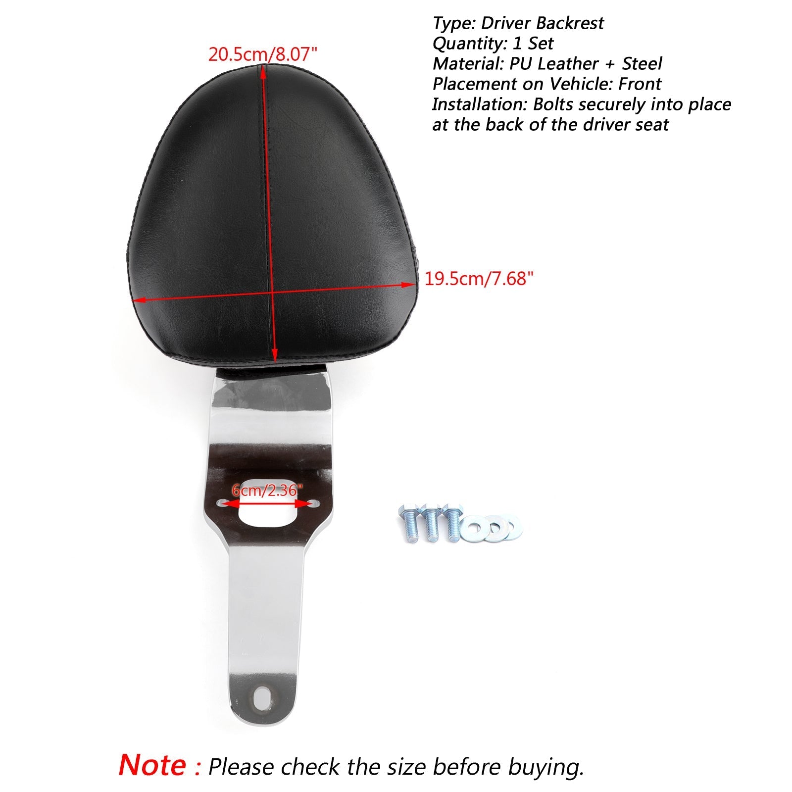 Driver Backrest For Indian Scout 2015-2018 Scout Sixty 2016-2018 Black