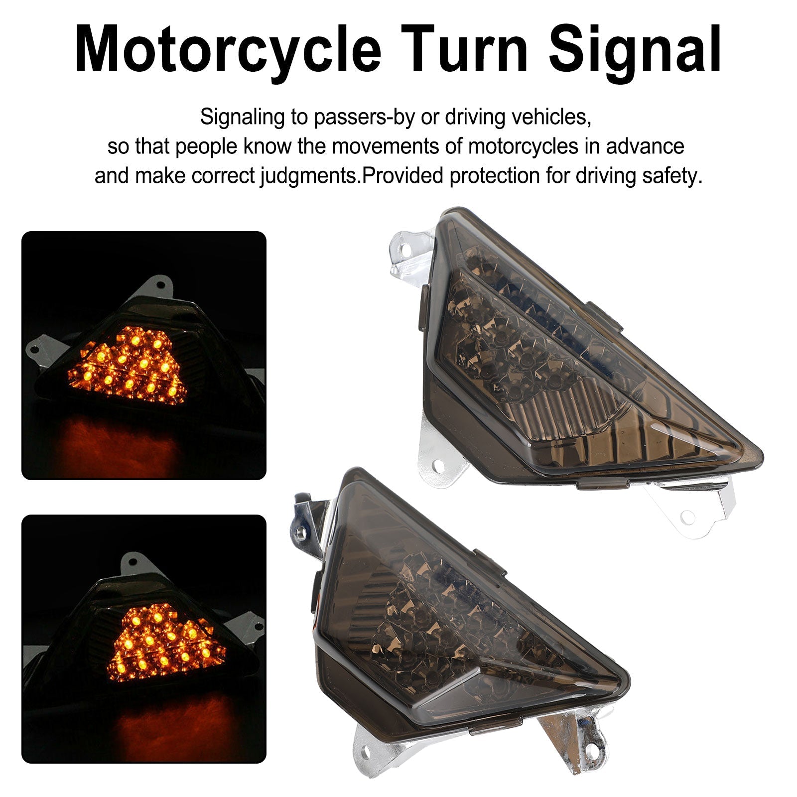 LED Front Turn Signal Light For KAWASAKI NINJA 250 300 400 650 1000 ZX6R Smoke