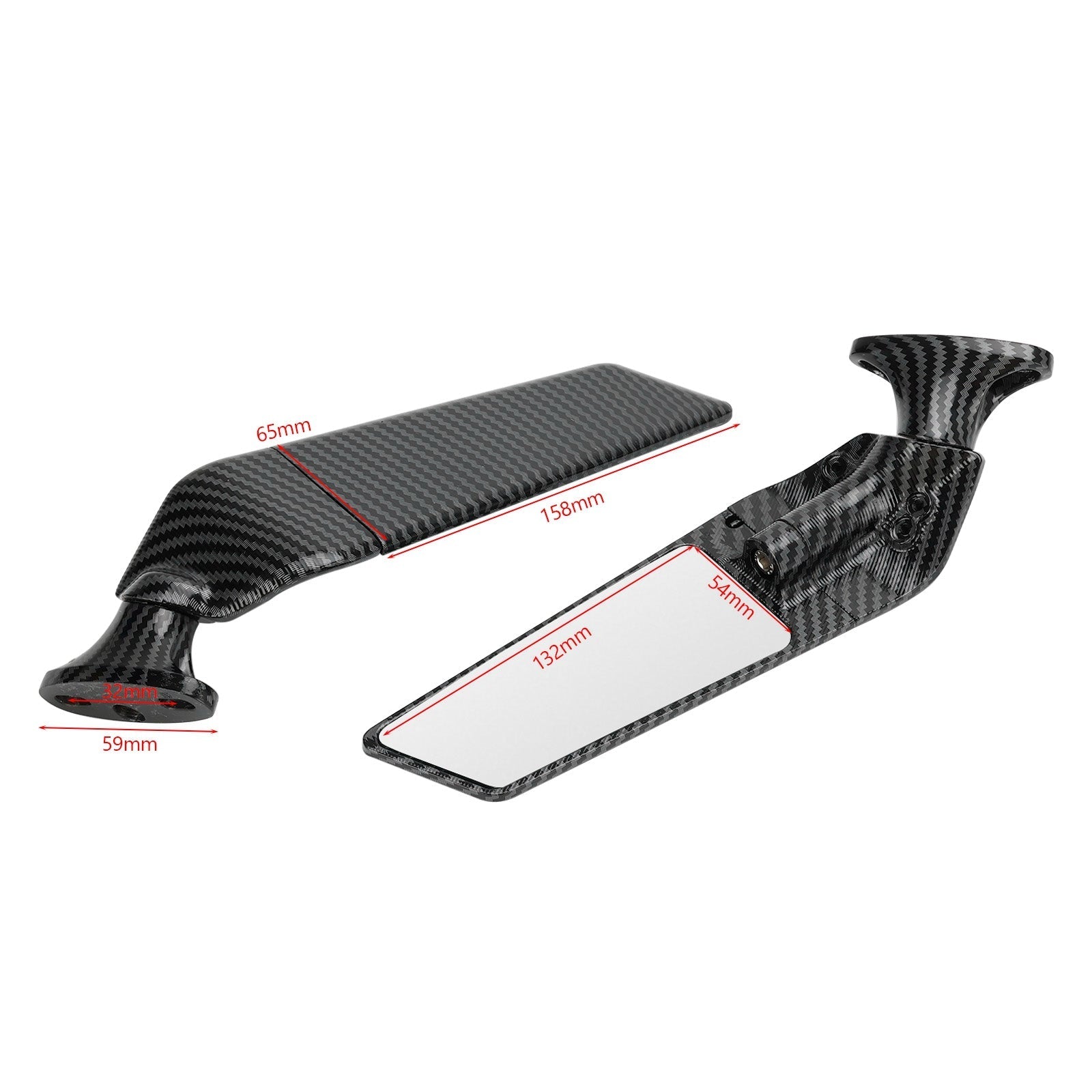 Swivel Wing Fin Rearview Mirrors For 2019-2023 Honda CBR650R / 2004-2007 Honda CBR1000RR