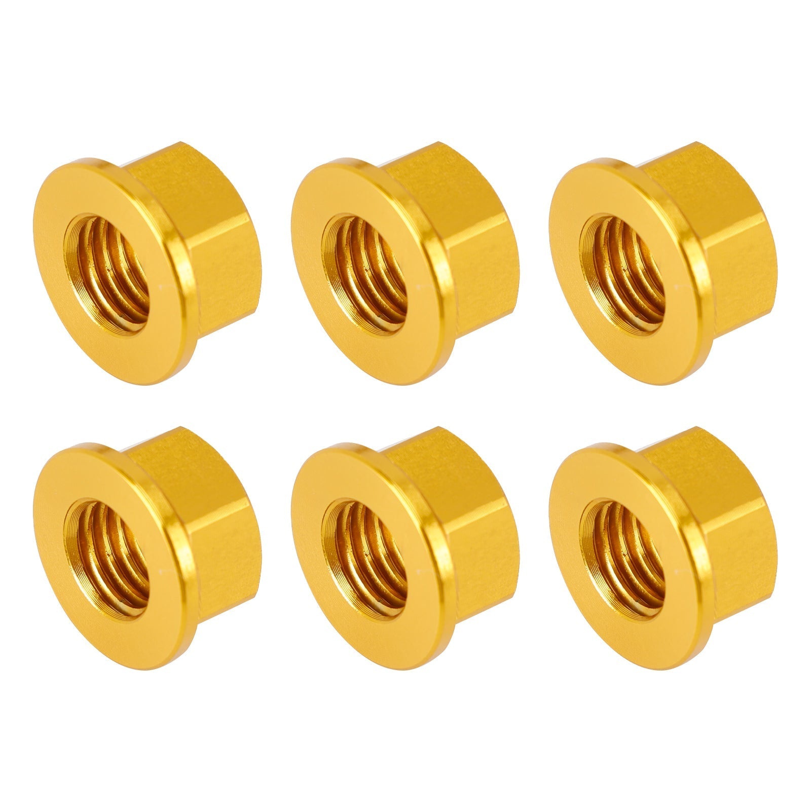 6 Pack Aluminum Rear Sprocket Flange Nuts M10X1.5mm Gold For Motorcycle Bike