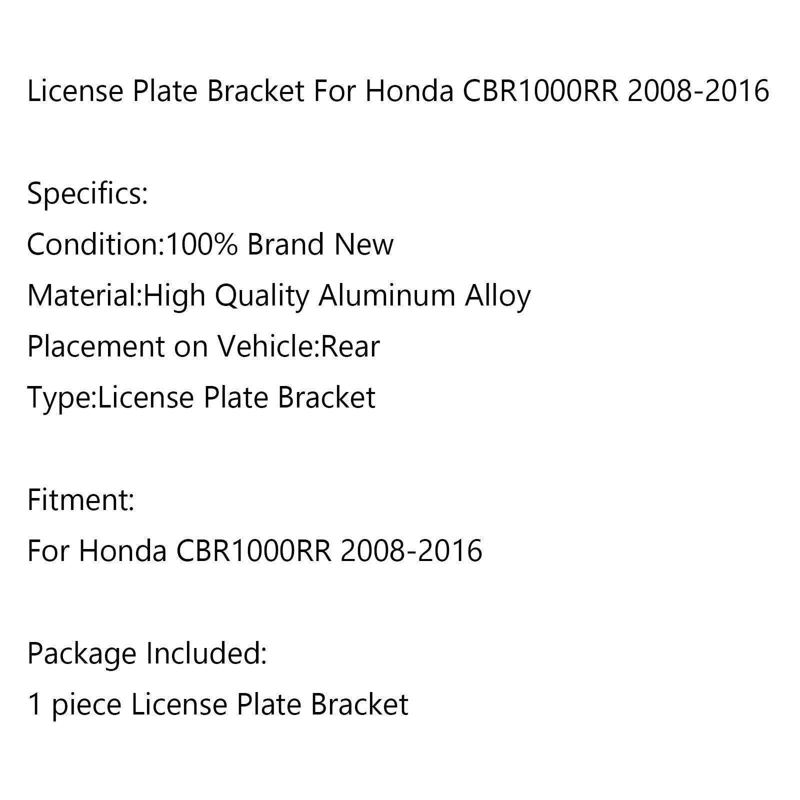 Motorcycle Rear License Plate Holder Bracket For Honda CBR1000RR 2008-2016