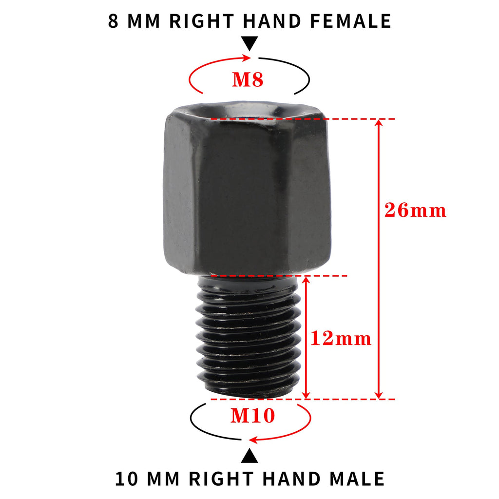MOTORCYCLE MIRROR ADAPTORS 8MM RIGHT HAND FEMALE TO 10MM RIGHT HAND MALE THREAD