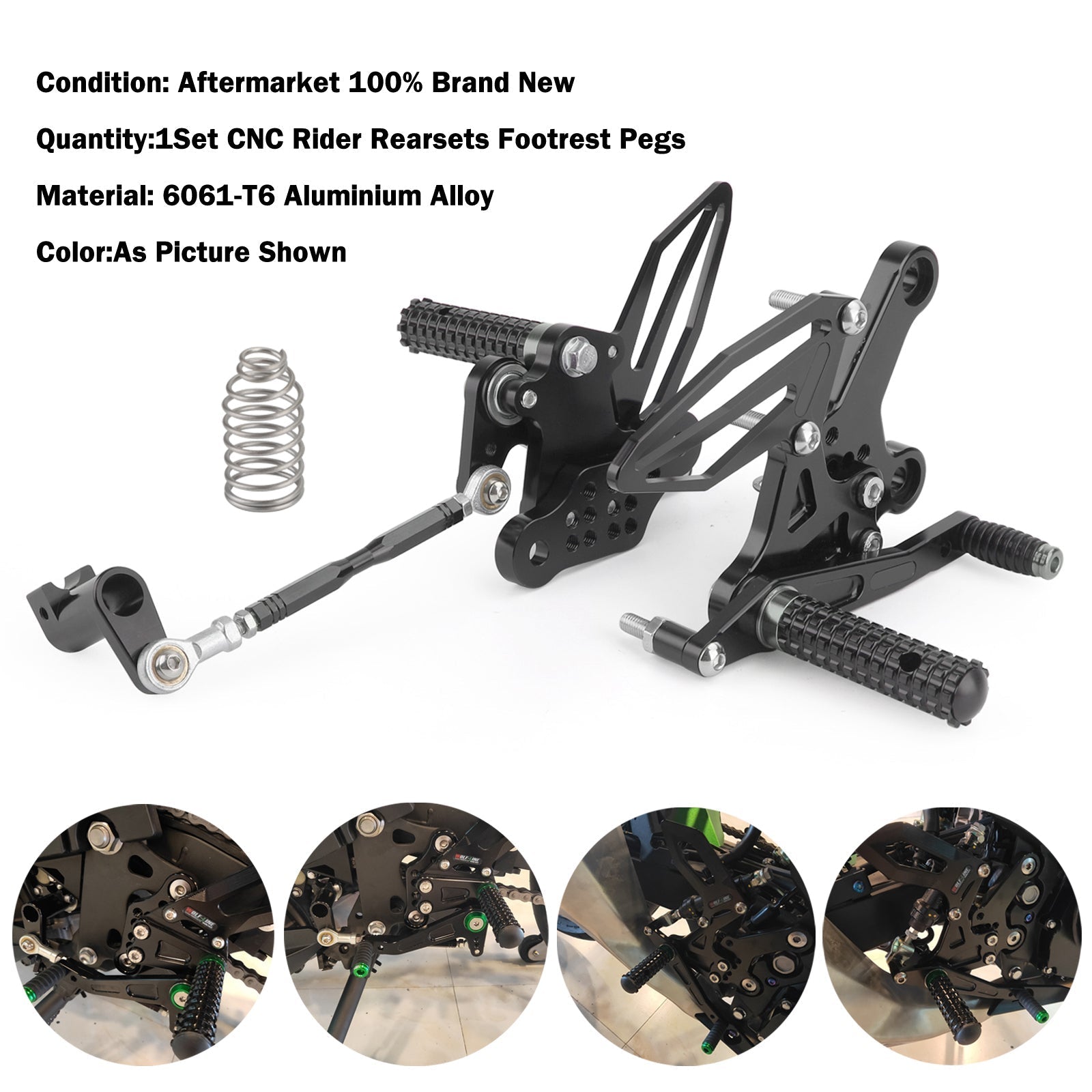 Rearsets Adjustable Foot Pegs Rest Fit for Kawasaki Ninja 250/400 2018-2022