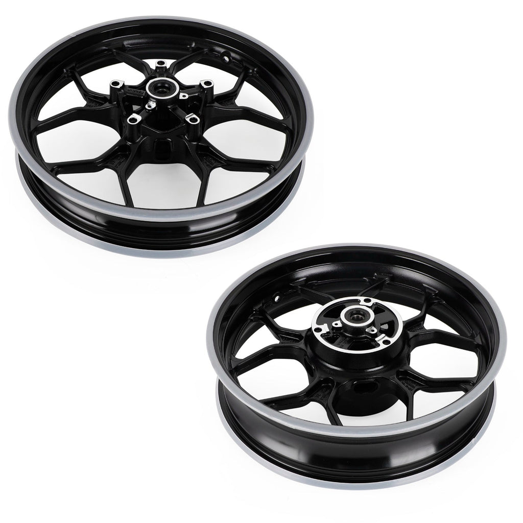 Front + Rear Wheel Rims For Yamaha YZF R3 YZF-R3 RH07 RH12 2015 - 2022 Black