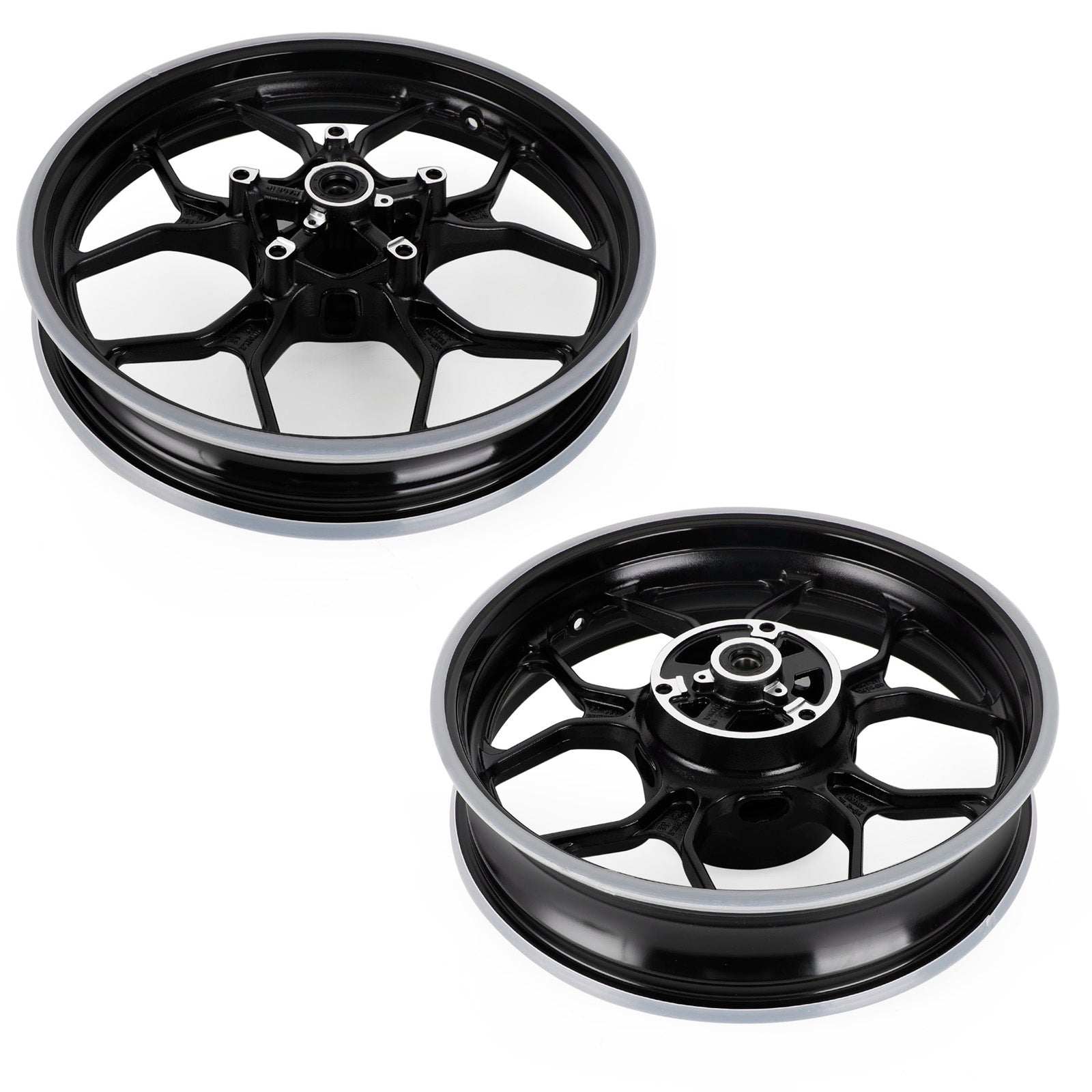 Front + Rear Wheel Rims For Yamaha YZF R3 YZF-R3 RH07 RH12 2015 - 2022 Black