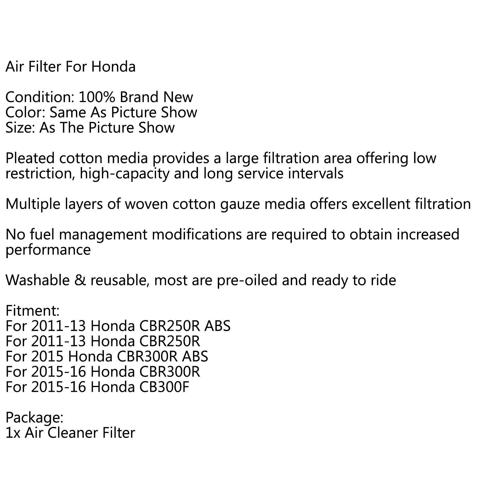 New Cleaner Element For Kawasaki EX250R Ninja 08-12