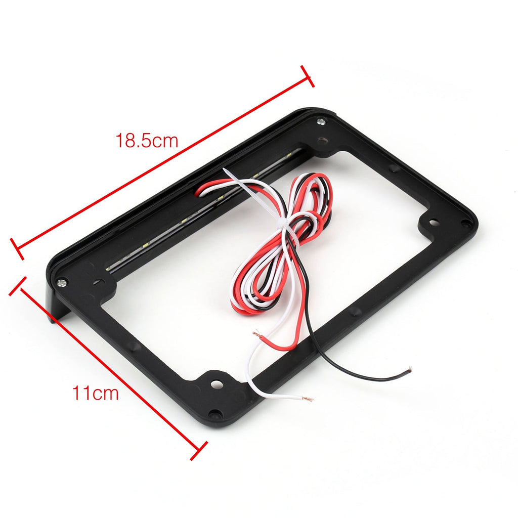 Universal Motorcycle 6LED License Plate Frame With LED Tail Brake Light Black