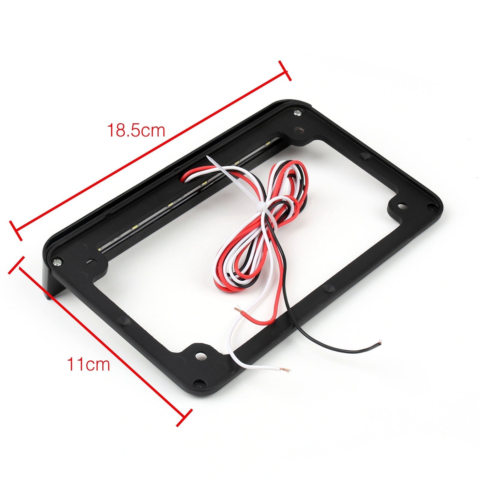 Universal Motorcycle 6LED License Plate Frame With LED Tail Brake Light Black