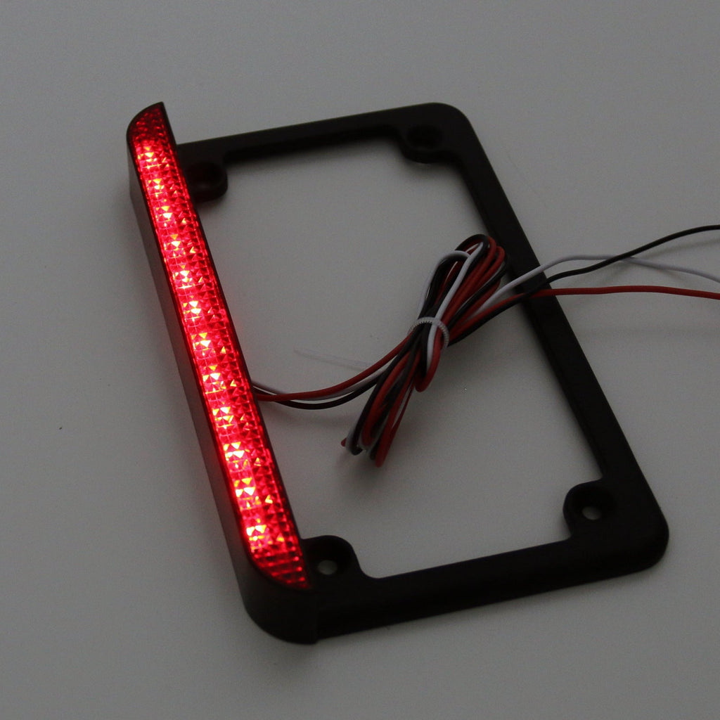 Universal Motorcycle 6LED License Plate Frame With LED Tail Brake Light Black
