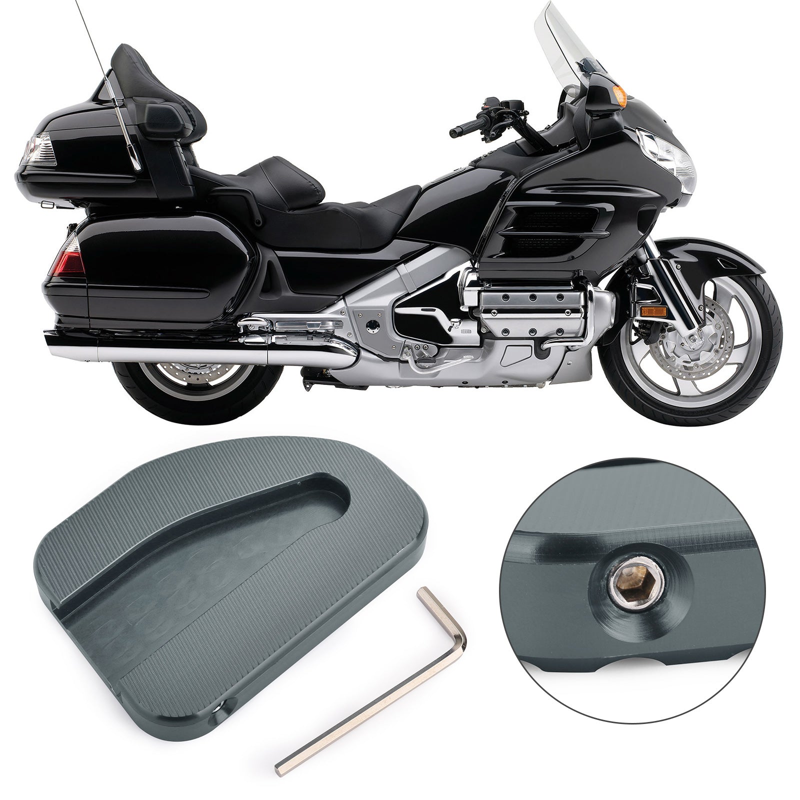 Kickstand Sidestand Extension Foot Plate Pad For Honda GoldWing GL1800 2010-2017