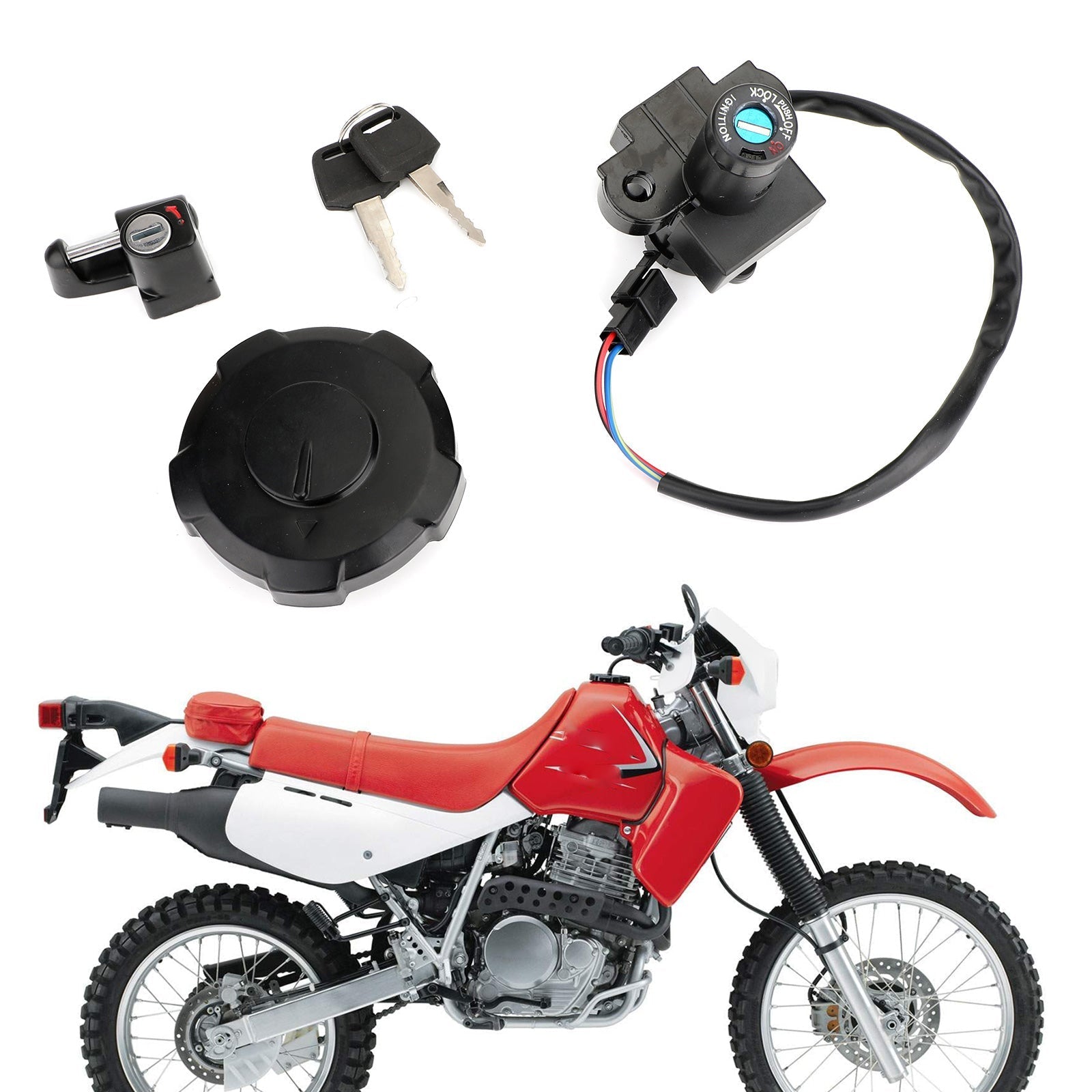Honda XR650 XR650L 1993-2017 Ignition Switch Fuel Gas Cap Seat Lock Keys Set