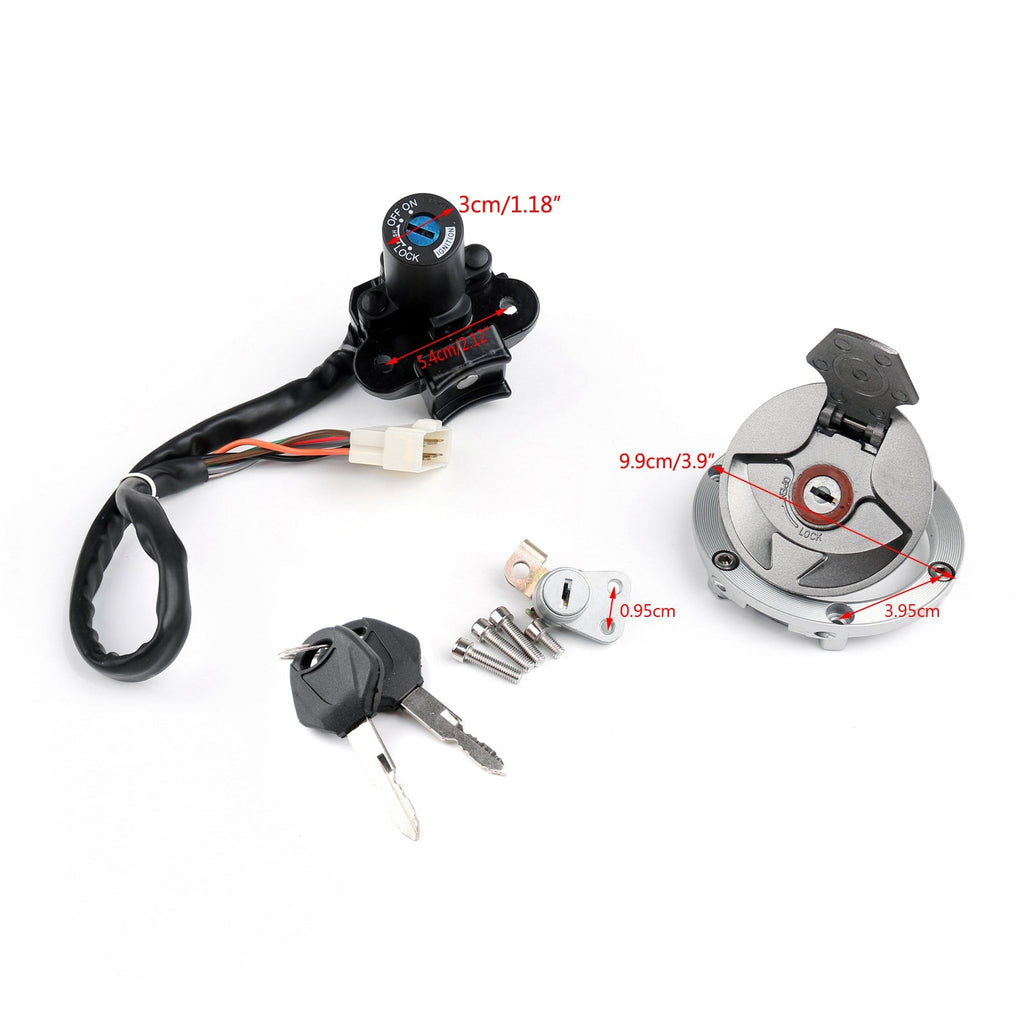 Ignition Switch Seat Gas Cap Cover Lock Key Set for Kawasaki EX Ninja 250R 300