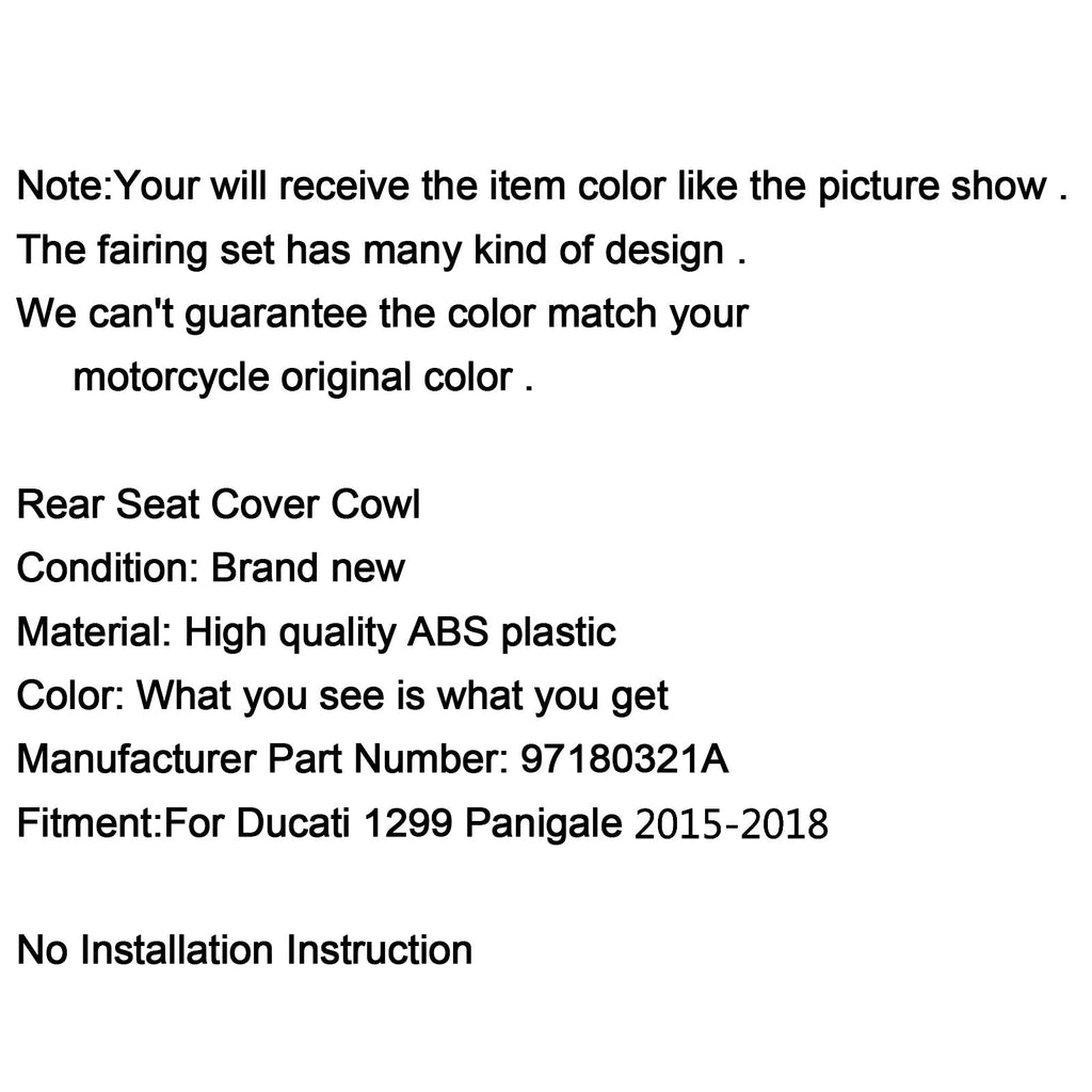 2015-2024 Ducati 959 1299 Panigale Rear Tail Solo Seat Cover Cowl Fairing