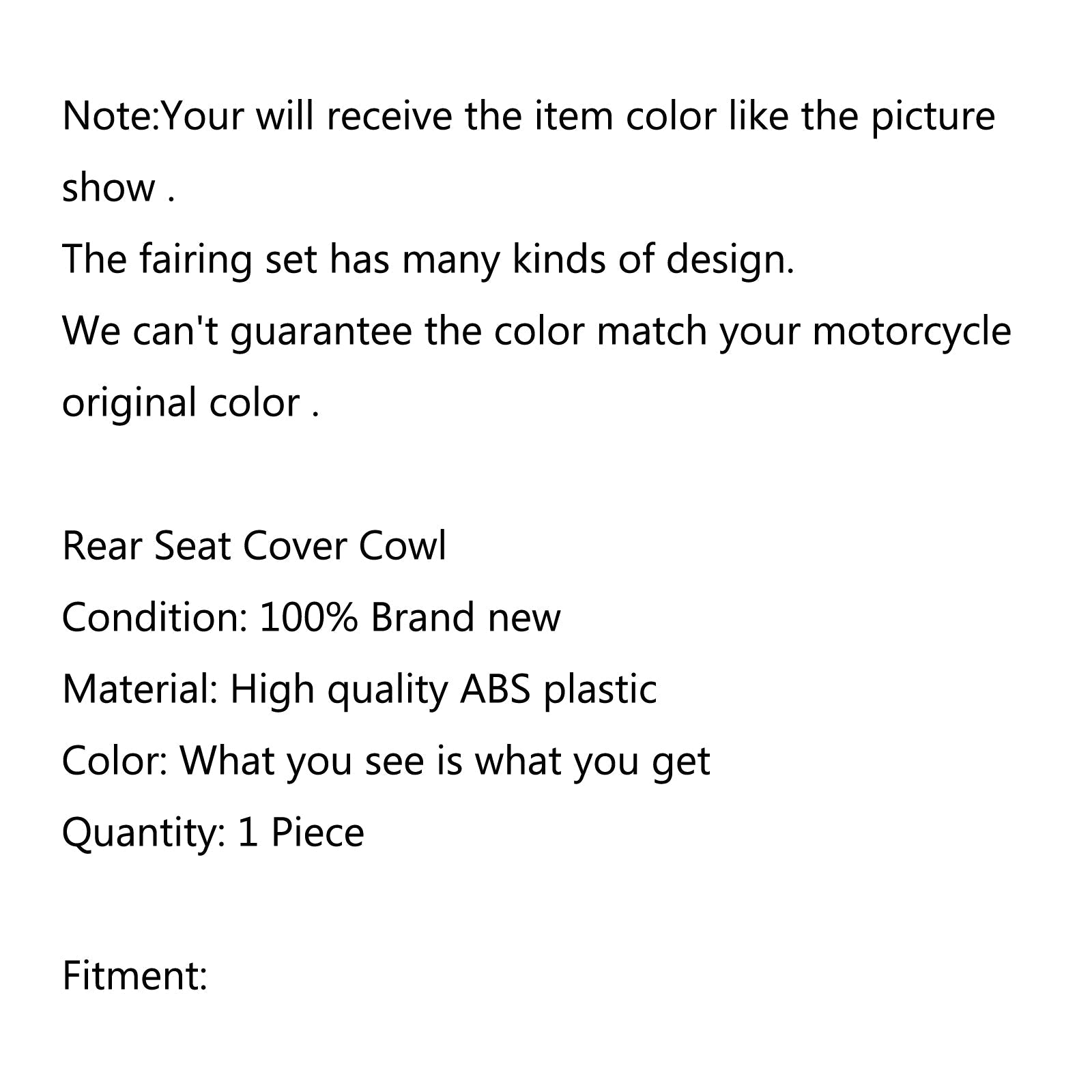 ABS Plastic Rear Seat Cover Cowl For Suzuki 2017-2024 SV650