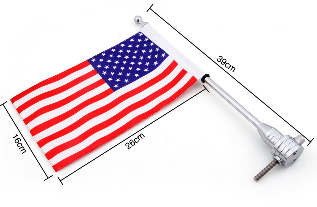 Custom Motorcycle Rear Side Mount Flag Pole with USA Flag For Harley