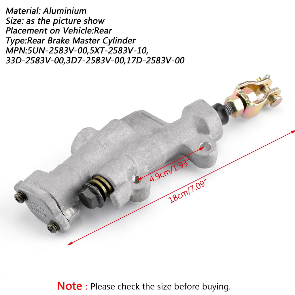 Rear Brake Master Cylinder 5UN-2583V-00 For Yamaha XT250 YZ125 YZ250 YZ450F CA Market