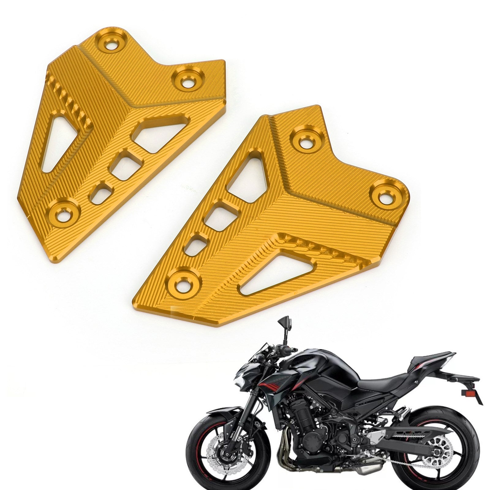 CNC Aluminum Heel Guards Rearset Plates Fit for Kawasaki Z900 ZR900 2017-2020