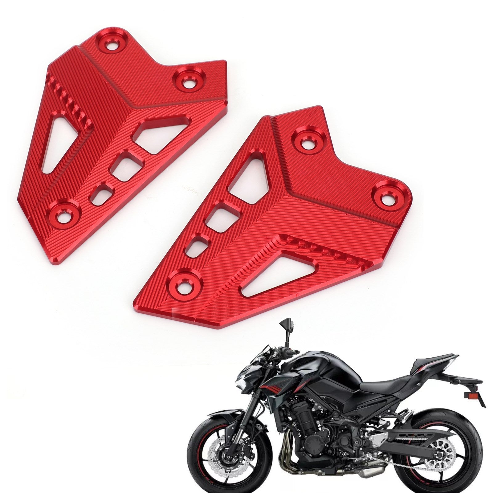 CNC Aluminum Heel Guards Rearset Plates Fit for Kawasaki Z900 ZR900 2017-2020