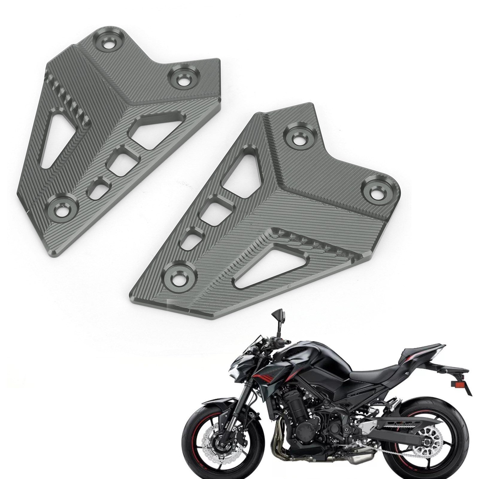 CNC Aluminum Heel Guards Rearset Plates Fit for Kawasaki Z900 ZR900 2017-2020