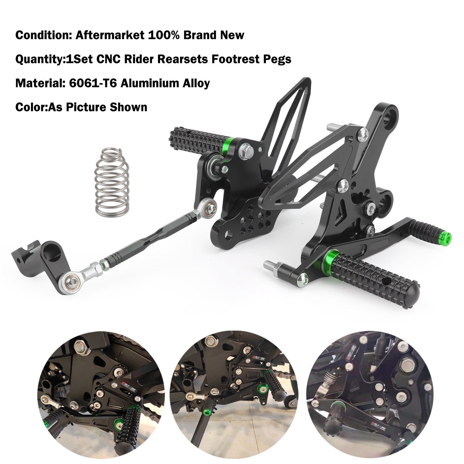Rearsets Adjustable Foot Pegs Rest Fit for Kawasaki Ninja 250/400 2018-2022