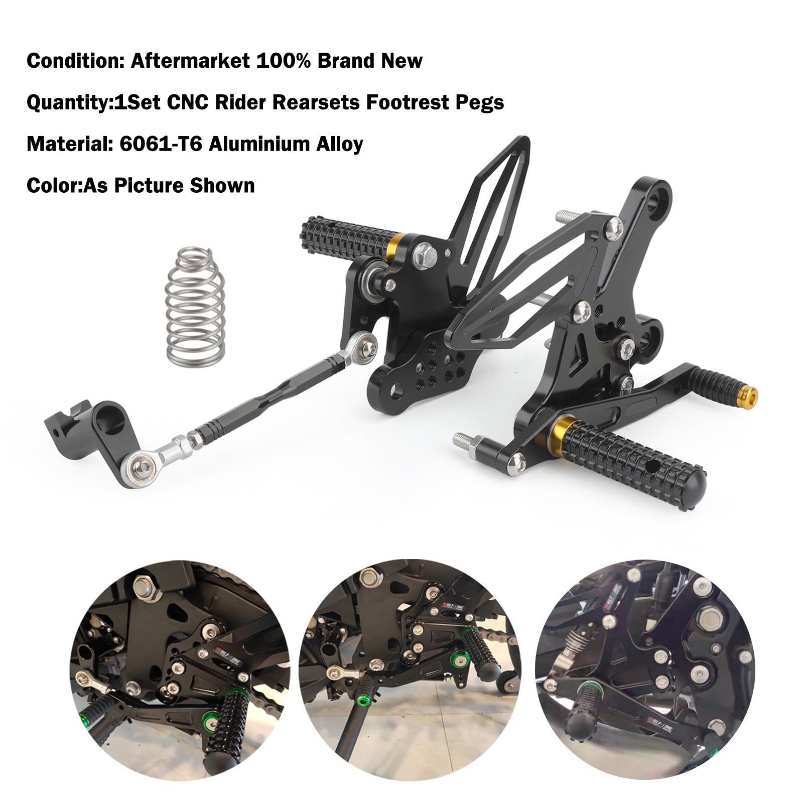 Rearsets Adjustable Foot Pegs Rest Fit for Kawasaki Ninja 250/400 2018-2022