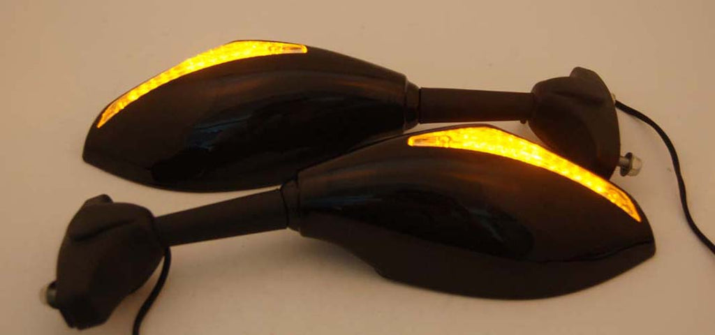 Universal Moto LED Turn Signal Mirrors For Honda Kawasaki Suzuki Yamaha Ducati