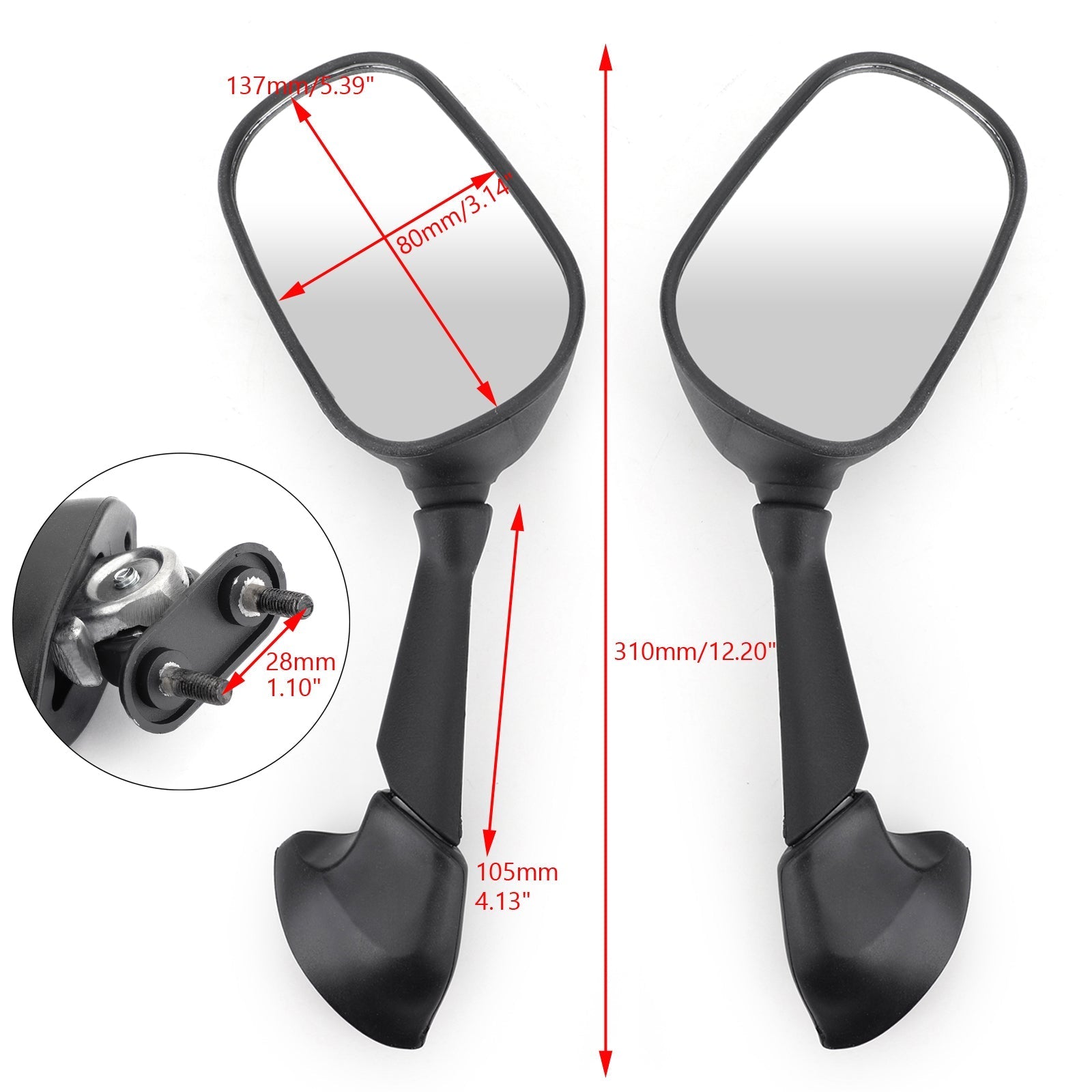 Racing Mirror Mirrors For Yamaha YZF R6 2006-2007 Black