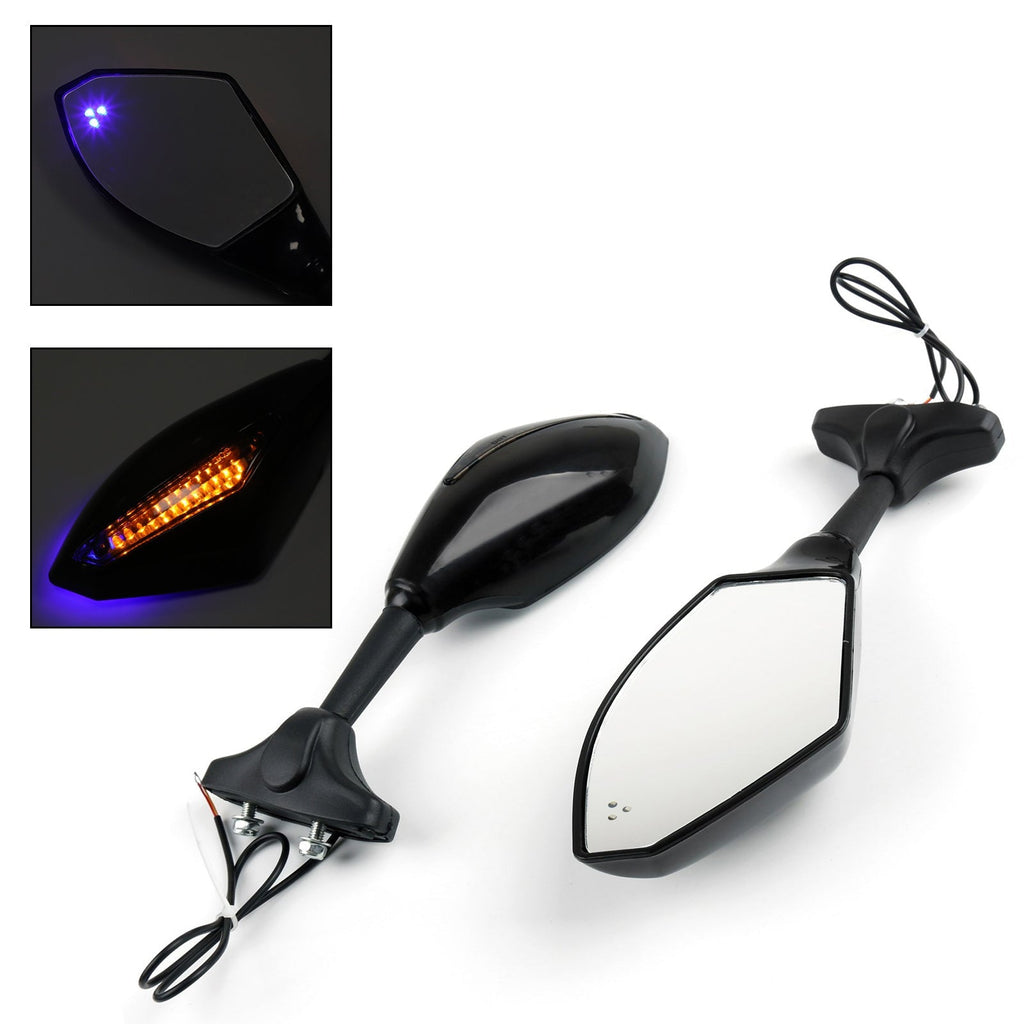 Pair LED Mirrors For SUZUKI GSXR 600 750 1000 Hayabusa GSF SV Katana TL1000R Black