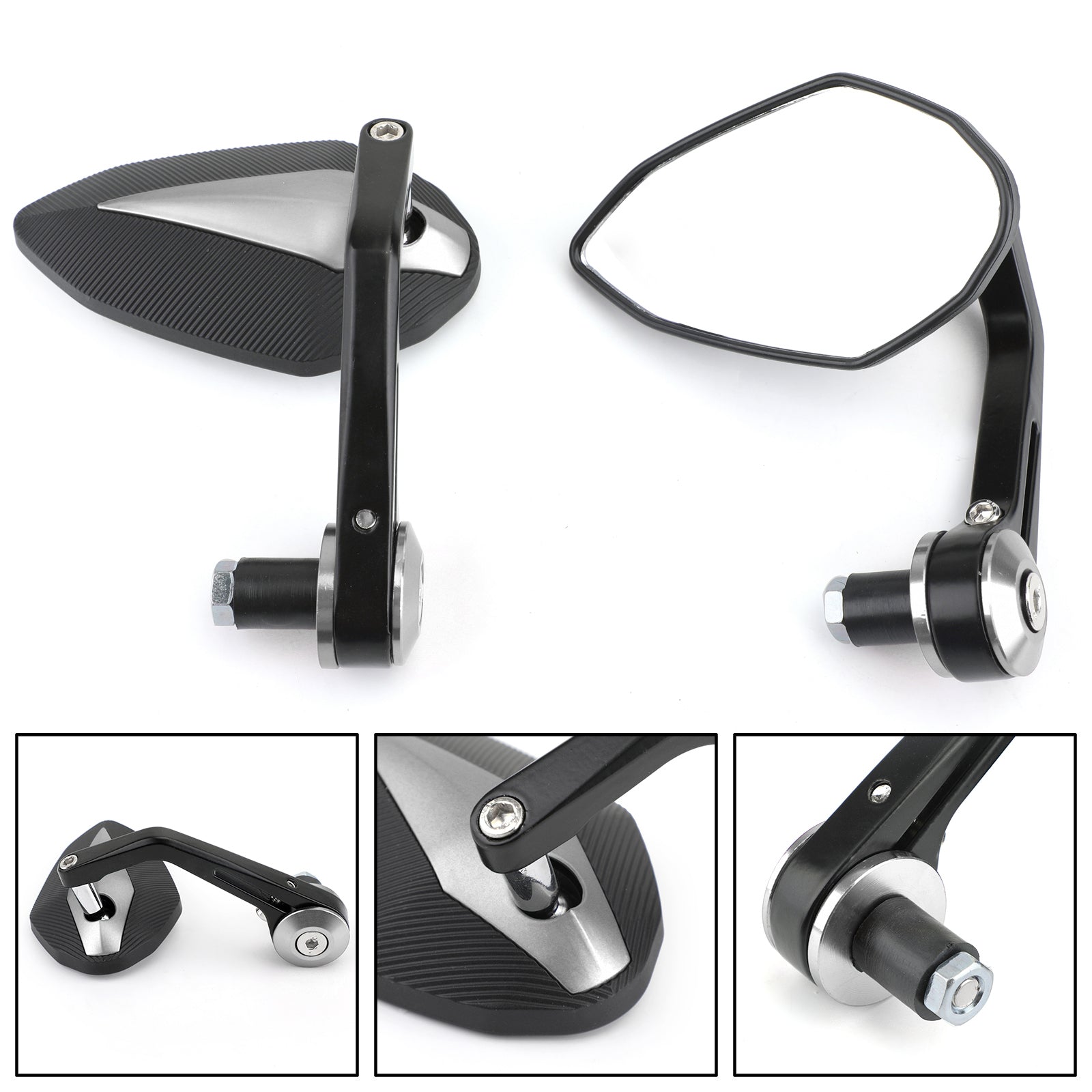 CNC Motorcycle 7/8 Handle Bar End Rearview Side Mirrors For Bobber Cafe Racer