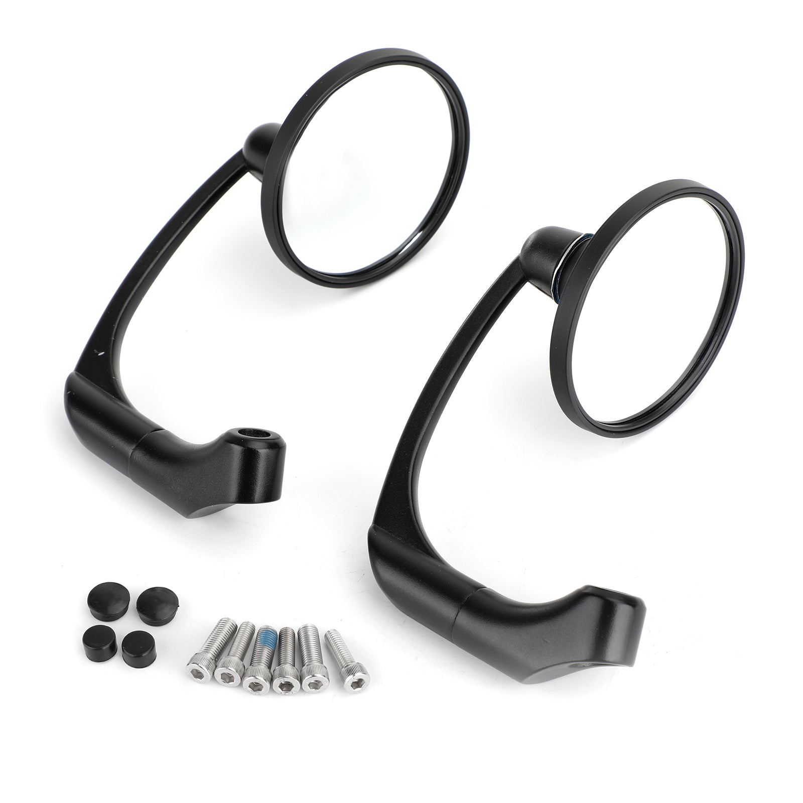 Pair M8 M10 Retro L-Bar Round Mirrors For Cafe Racer Bobber Custom Motorcycle