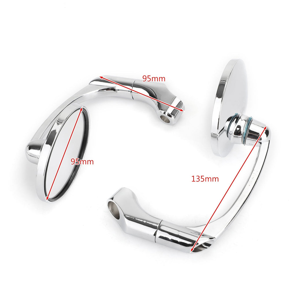 Pair M8 M10 Retro L-Bar Round Mirrors For Cafe Racer Bobber Custom Motorcycle