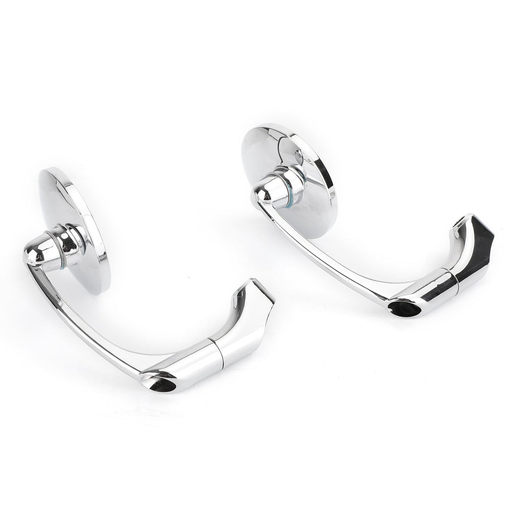 Pair M8 M10 Retro L-Bar Round Mirrors For Cafe Racer Bobber Custom Motorcycle