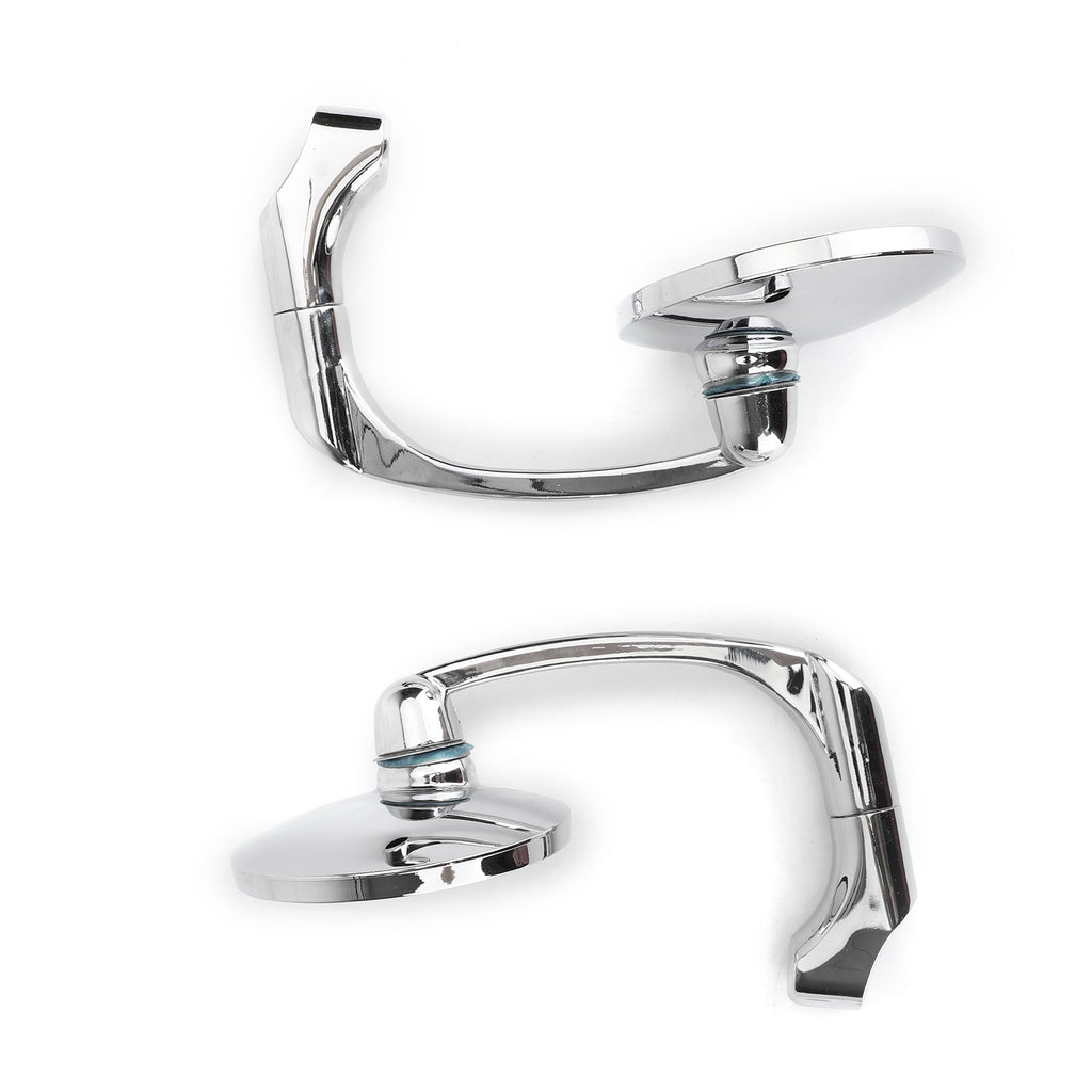 Pair M8 M10 Retro L-Bar Round Mirrors For Cafe Racer Bobber Custom Motorcycle