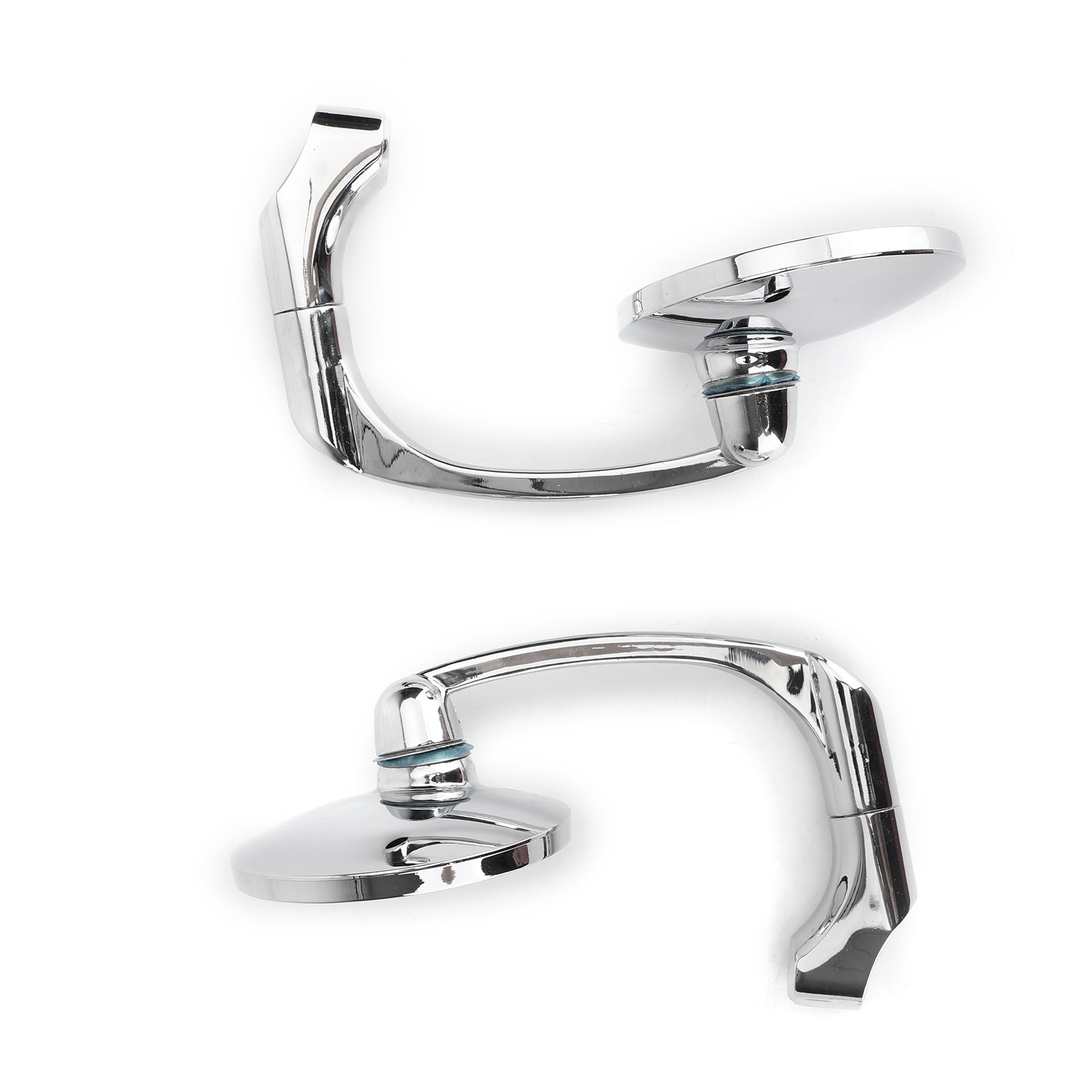 Pair M8 M10 Retro L-Bar Round Mirrors For Cafe Racer Bobber Custom Motorcycle